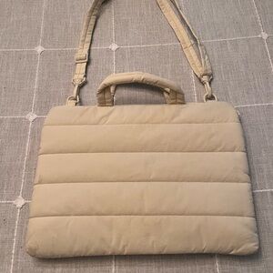 Chic Cream Quilted Laptop Bag